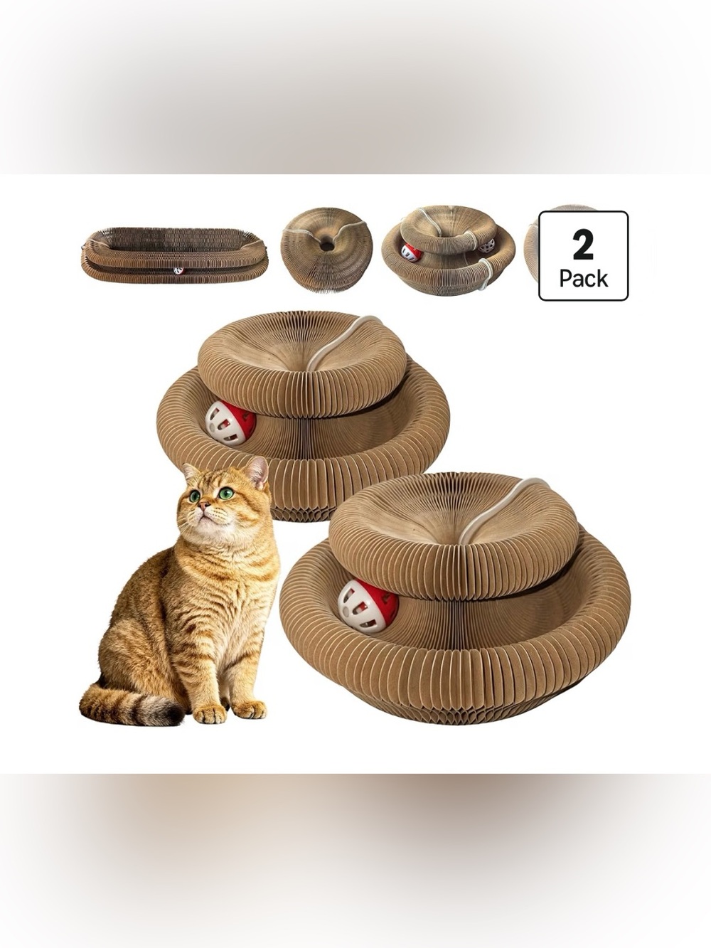 2-Pack Magic Organ Cat Toy. Reversible Cat Scratcher Pad with Bell Balls. NEW